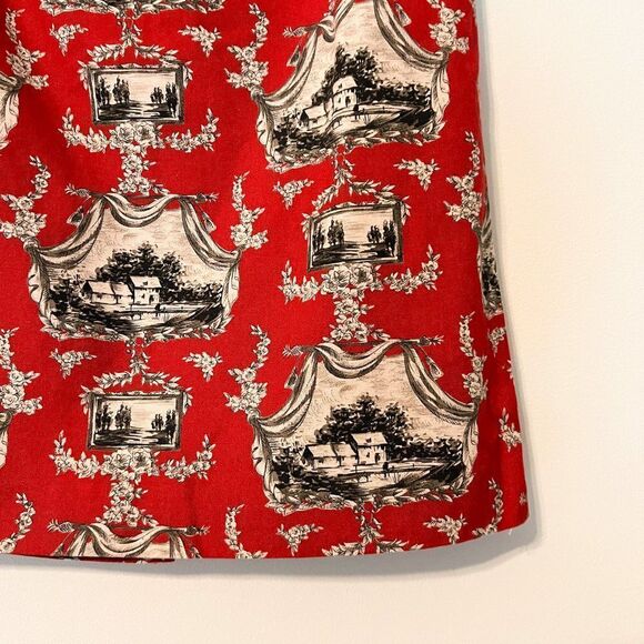 Talbots Red Tan Toile 100% Cotton Pencil Skirt Size 8 - Picture 4 of 7